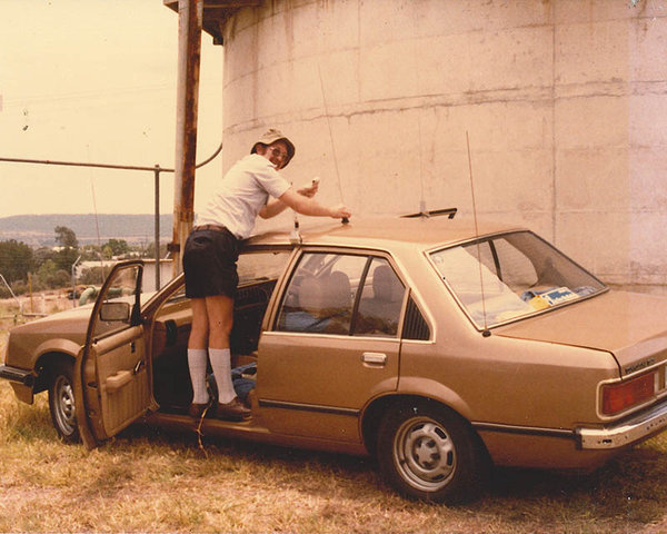 Founder, Derm, testing Comtels’ radio coverage from a service vehicle.